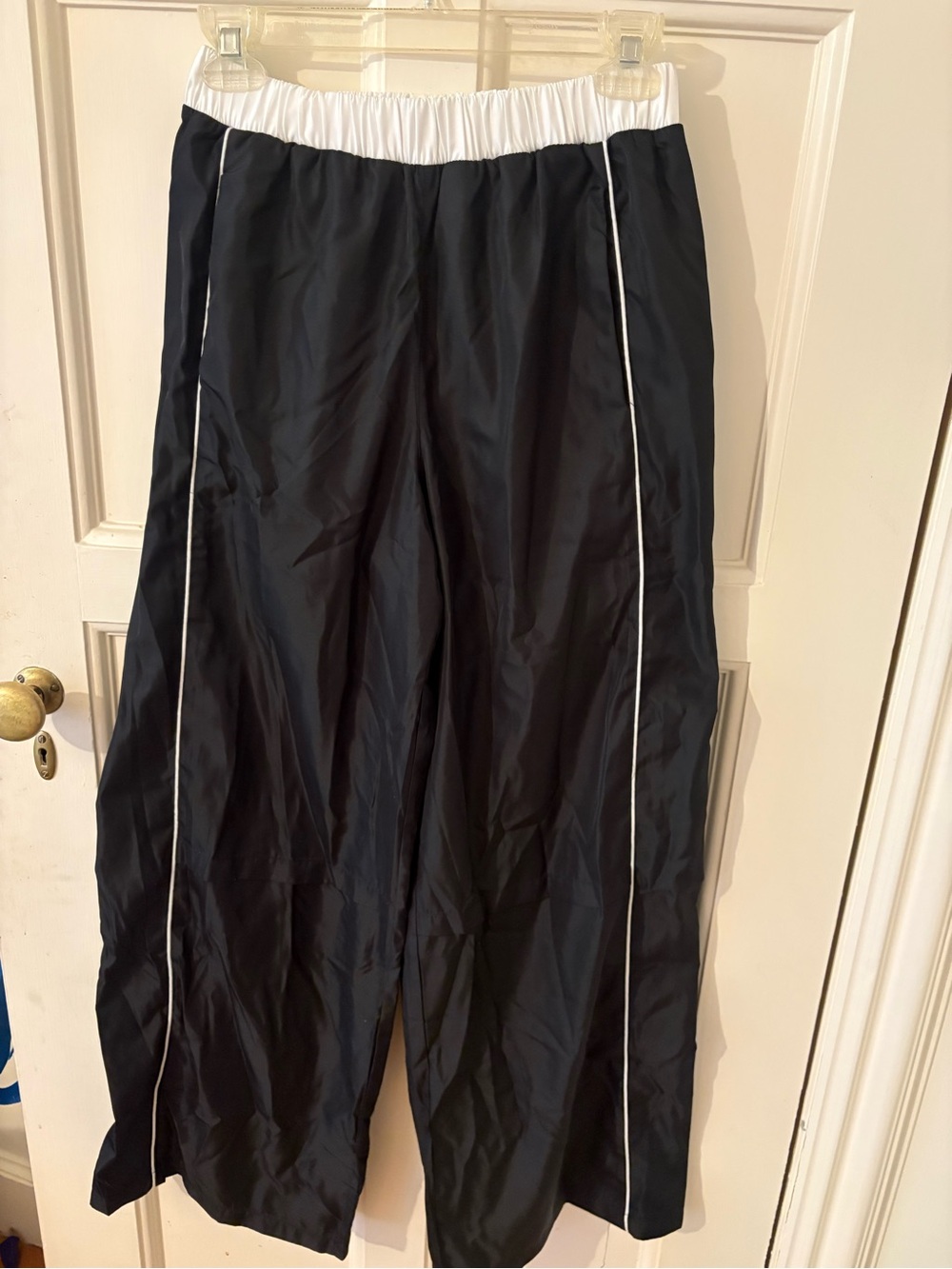 Edikted Track Pants with White Waistband and Piping